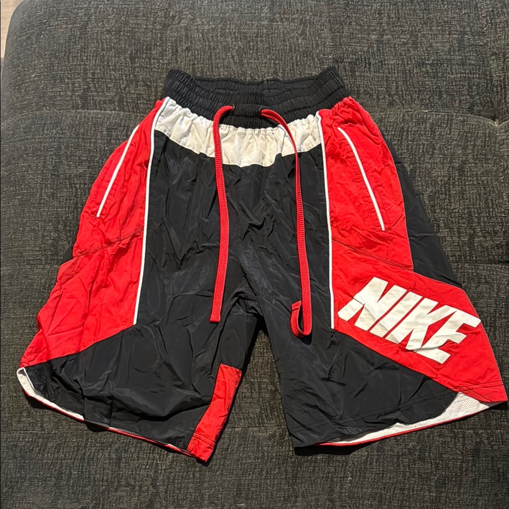 Nike Red and Black Nylon Athletic Shorts